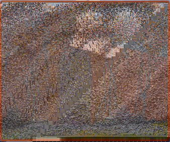 John Bazadona, American (1948 - 2000) Antique American Pointillist Framed Landscape Oil Painting