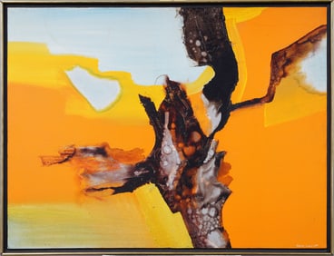 Frank Walcutt Signed Large American Modernist Abstract Expressionist MCM Framed Oil Painting