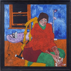 Thomas Hamilton Large Exhibited Chicago Black Modernist Interior Scene Fauvist Portrait Painting