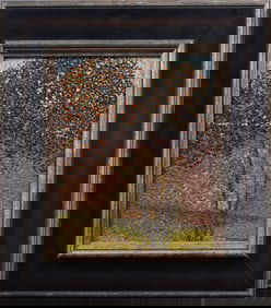 John Bazadona, American (1948 - 2000) School Pointillist Landscape Framed Original Oil Painting