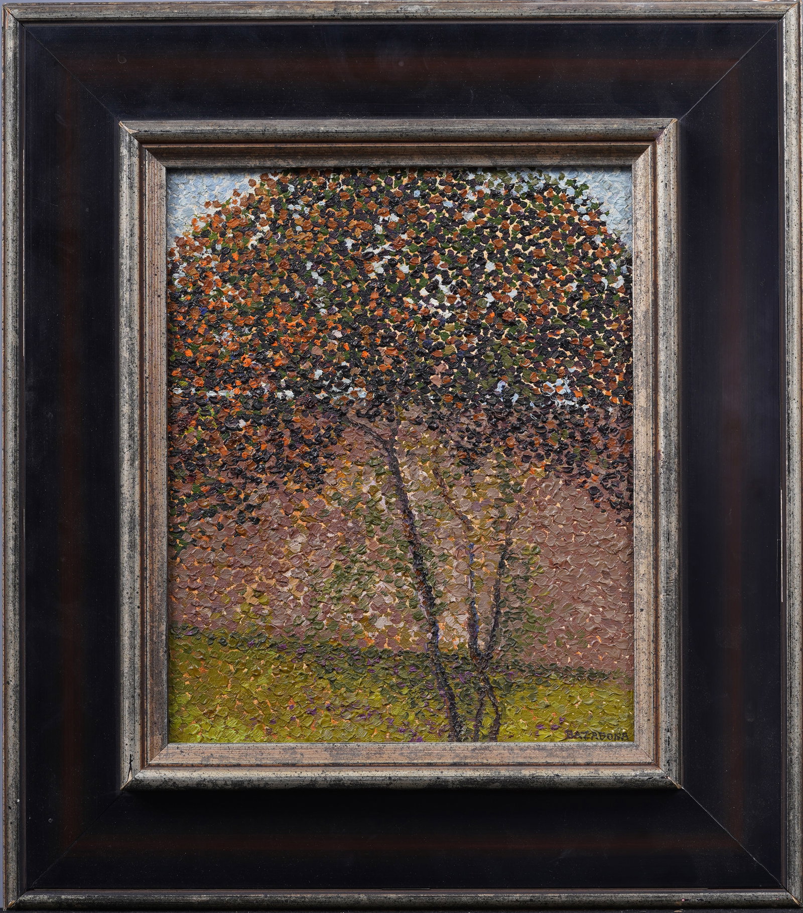 John Bazadona, American (1948 - 2000) School Pointillist Landscape Framed Original Oil Painting (1 of 6)