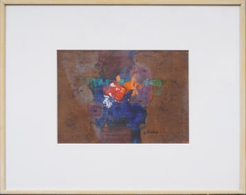 Donald Pierce Signed American Modernist Abstract Framed Encaustic Painting