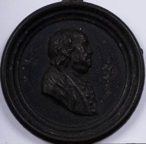 Benjamin Franklin Antique Historic 18th Century Bronze Medallion Presidential Portrait