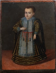 Antique Italian Old Master Young Child Portrait European Oil Painting