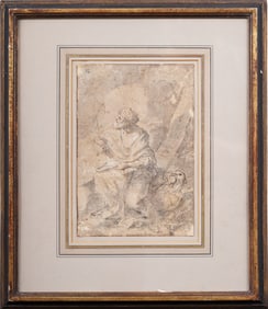 Ciro Ferri (1634 - 1689) Antique Italian Signed Old Master Male Portrait with Eagle