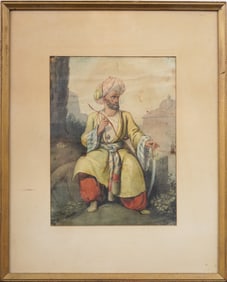 Antique Orientalist Portrait Original Framed 19th Century Painting ATTR Edward Purcell