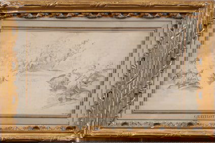 Hubert Francois Gravelot (1699 - 1773) Antique French Old Master Classic Portrait Original Painting