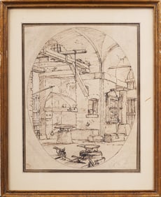 ATTR Giovanni Battista Piranesi (1720 - 1778) Antique Italian Old Master Architectural Painting