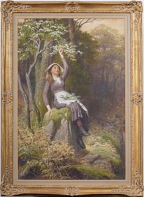 James Barnes (1870-1923) Antique English Super Realist Portrait Landscape Signed Watercolor Painting
