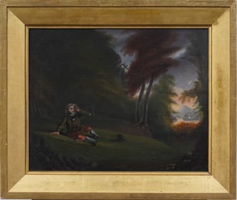 Antique American Hudson River School Genre Rip Van Winkle Portrait Framed Oil Painting