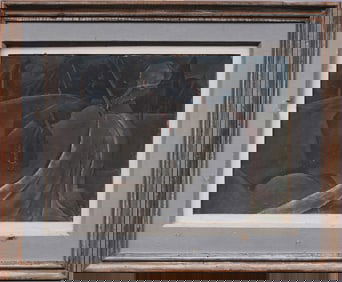 Vintage American School Modernist Abstract Cubist Signed Landscape Oil Painting