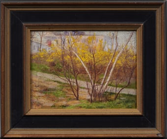 Finely Painted Antique American Impressionist Fall Landscape Framed Oil Painting