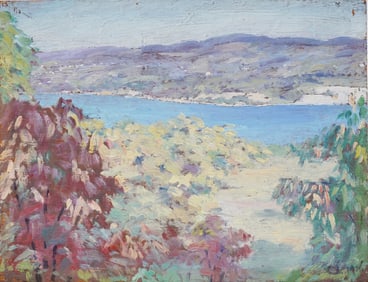 Antique American Impressionist Fall Landscape Signed Oil Painting