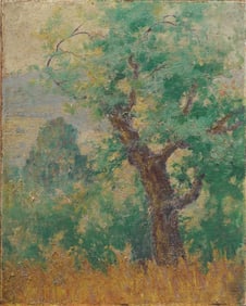 Antique American Impressionist Finely Painted Spring Landscape Oil Painting