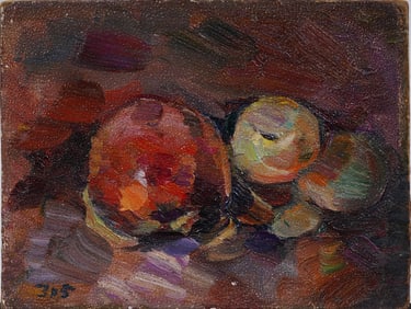 Antique American Impressionist Fruit Still Life Original Oil Painting