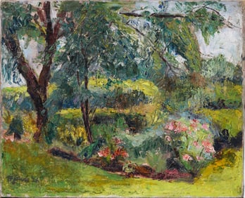 Antique American Impressionist Landscape Thick Impasto Original Oil Painting