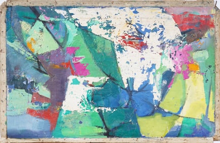Antique American Abstract Expressionist Large Signed Original Oil Painting