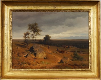 Eduard Peithner von Lichtenfels (1833-1913) Antique Austrian Realist Landscape Framed Oil Painting