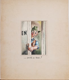 Antique American School WPA Social Realist Historical Commentary Circa 1940 Original Painting
