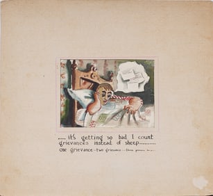 Antique American School WPA Social Realist Historical Commentary Circa 1940 Original Painting
