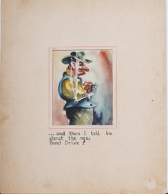Antique American School WPA Social Realist Historical Commentary Circa 1940 Original Painting