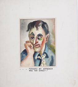 Antique American School WPA Social Realist Historical Commentary Circa 1940 Original Painting