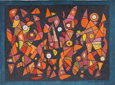 Martin Rosenthal (1899-1974) Mid Century Modern Vintage American Abstract Expressionist Oil Painting