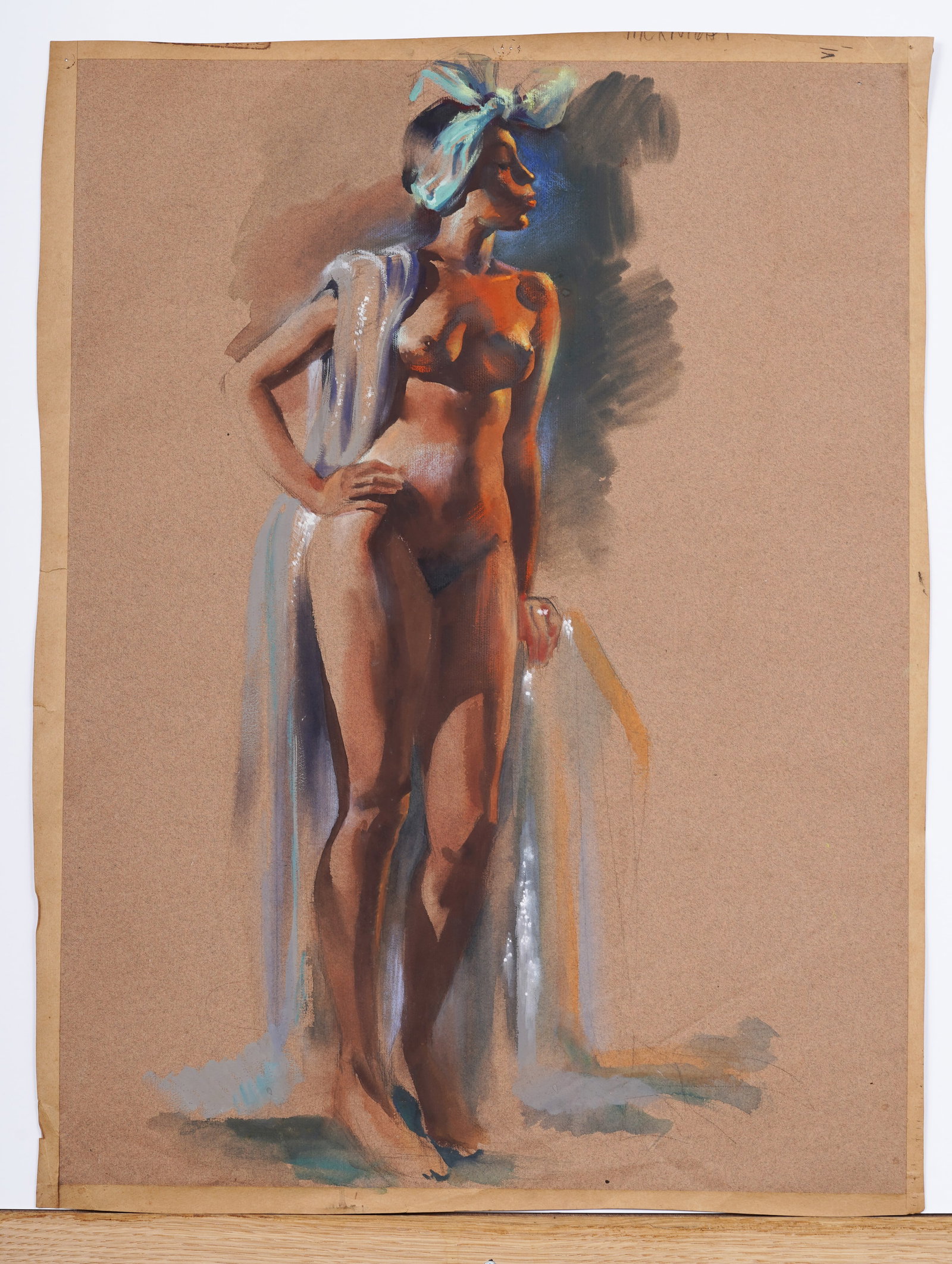 Jerralee Mcknight Incredible Antique American Impressionist Nude Woman Portrait Painting: Antique American impressionist nude watercolor portrait. Very finely painted. Watercolor and gouache on paper. Measuring 17 by 23 inches. Please see all images for condition. Size is measured and writ
