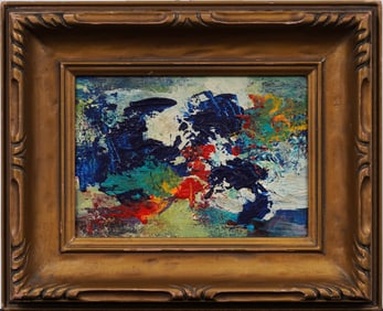 Important MCM Vintage American School Abstract Expressionist Nicely Framed Original Oil Painting
