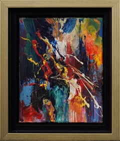 Vintage American School MCM Abstract Expressionist Framed Original Oil Painting