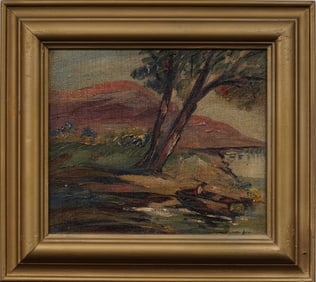 Antique American Impressionist Framed and Signed Fall Landscape Original Oil Painting