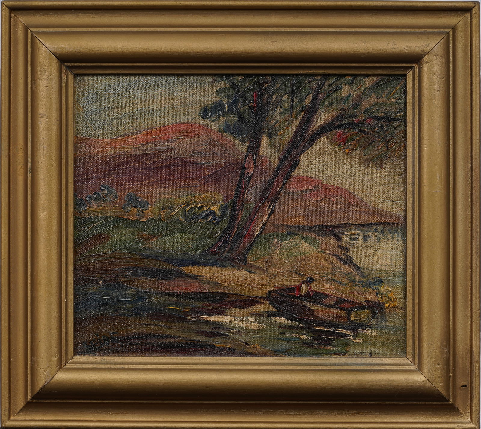 Antique American Impressionist Framed and Signed Fall Landscape Original Oil Painting (1 of 7)