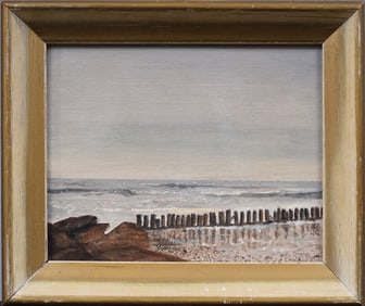 Vintage American School Impressionist Seascape Framed Oil Painting