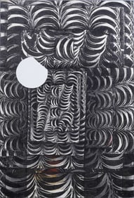 Alton Tobey (1914 - 2005)  Vintage Large American Modernist Geometric Op Art Original Oil Painting