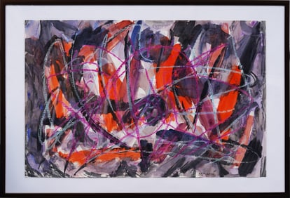Jacob Moses Semiatin (1915 - 2003) Signed Abstract Expressionist Framed Watercolor Painting