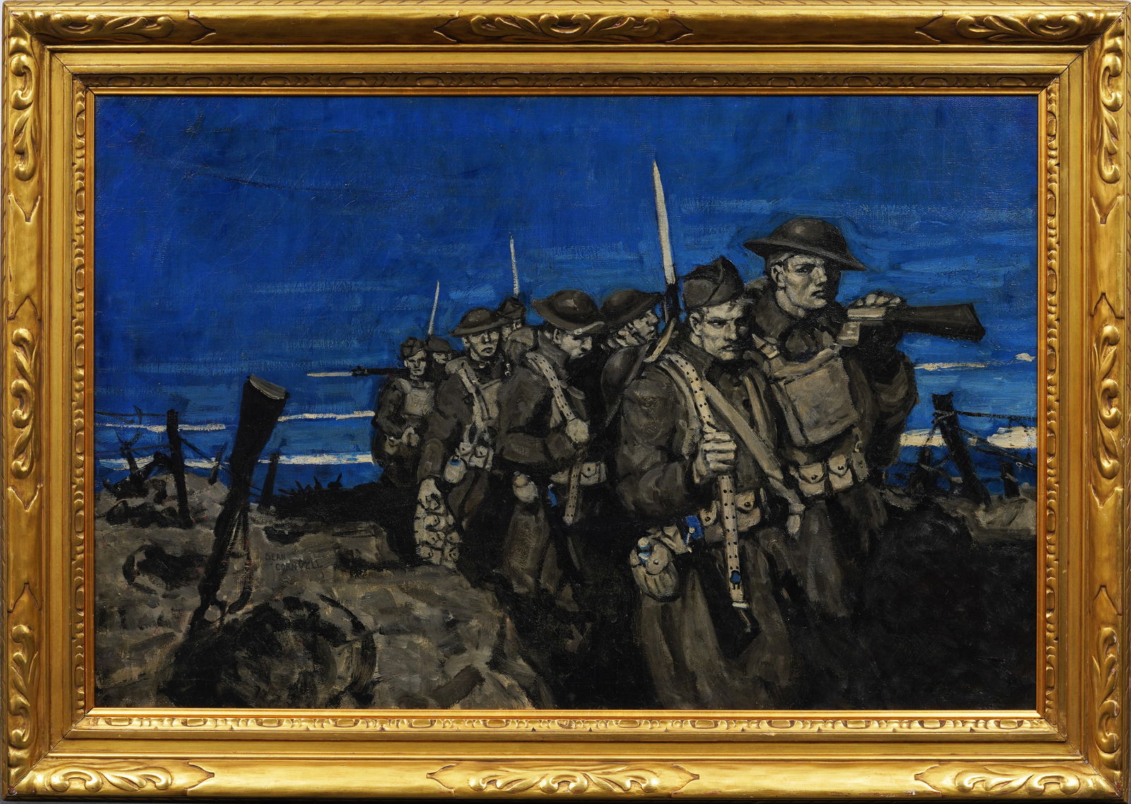 Dean Cornwell (1892 - 1960) Large Antique American Illustration Military Landscape Oil Painting (1 of 6)