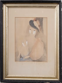 Marie Laurencin (1883 - 1956) Vintage Signed Mother and Child Mixed Media Print