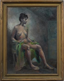 Jerralee Mcknight Antique American Nude Woman Portrait Modernist WPA Original Oil Painting