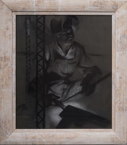 Rare and Historic Antique American Ashcan School WPA Modernist Welder Portrait Original Painting