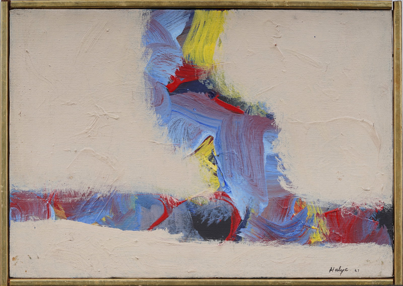 Antique American School Signed Abstract Expressionist Framed Original Oil Painting (1 of 6)