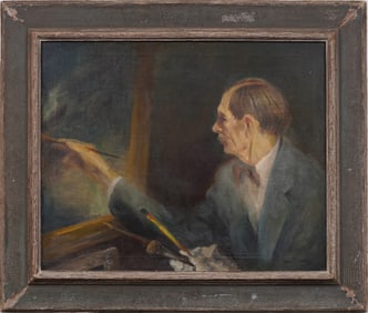 Antique American School Artist Portrait Nicely Framed Original Large Oil Painting of Walter Biggs