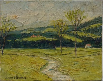 Hans Weingaertner (1896-1970) Antique American Impressionist Signed Landscape Original Oil Painting