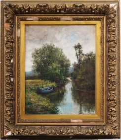 William Henry Hilliard (1836-1905) Antique American Impressionist Landscape Original Oil Painting