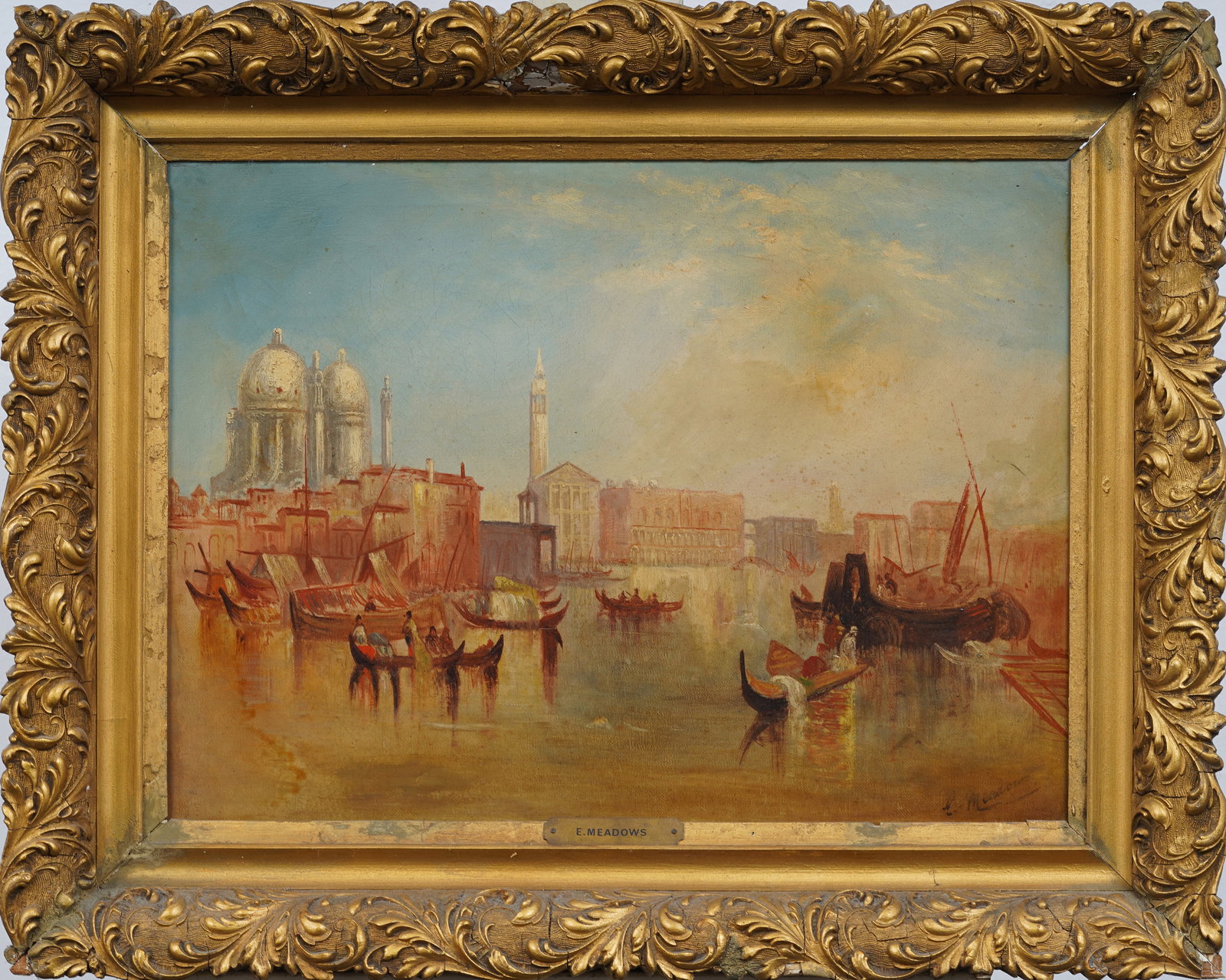Antique Signed Venice Cityscape Italian Impressionist Framed European Oil Painting (1 of 8)