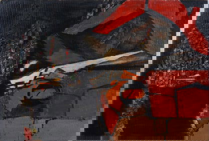 Vintage Abstract Expressionist Large Mixed Media Painting