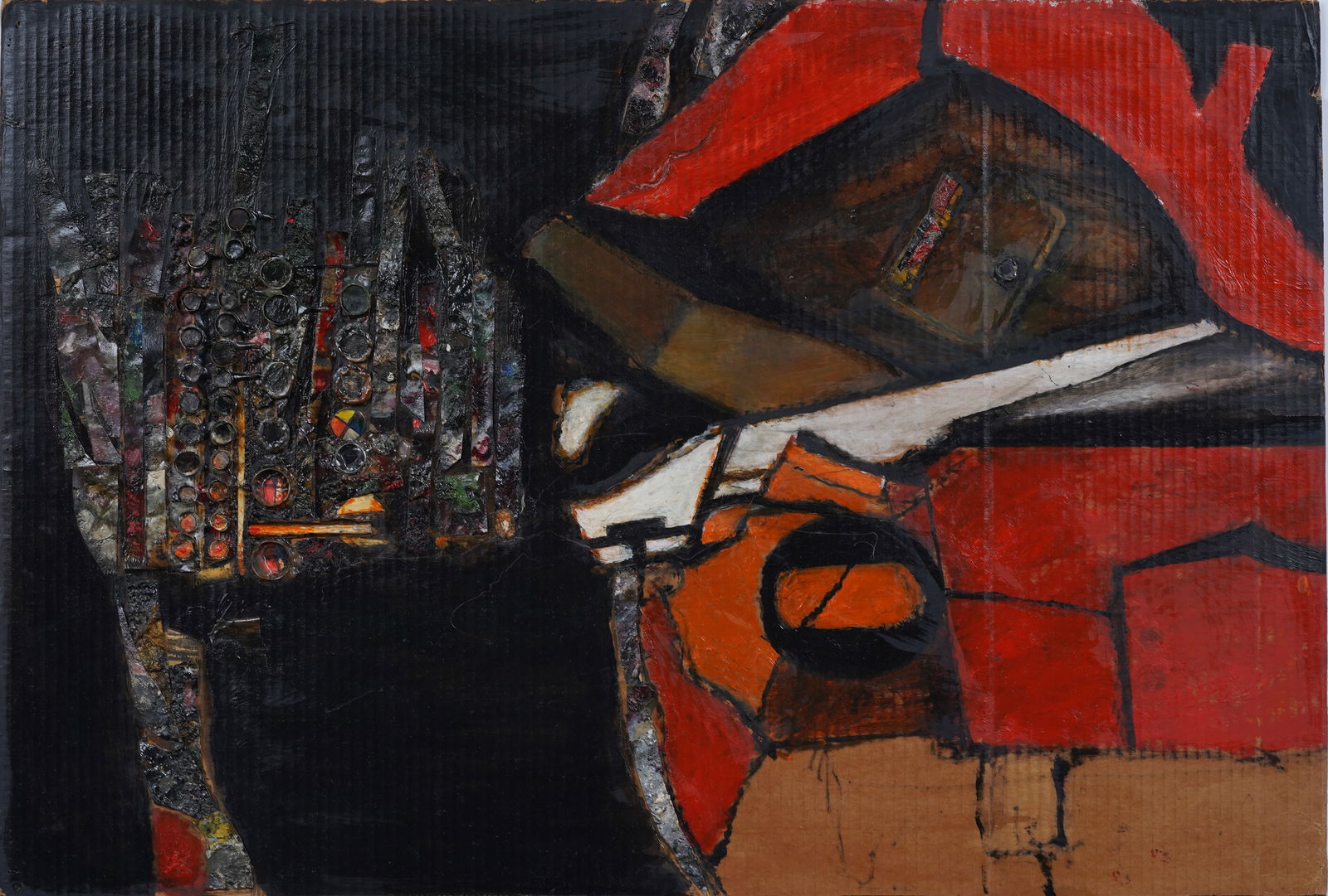 Vintage Abstract Expressionist Large Mixed Media Painting (1 of 4)