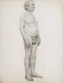 Antique American School Male Nude Pencil Drawing Portrait Signed Cadmus