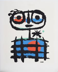 Vintage Abstract Spanish Surrealist Print After Joan Miro