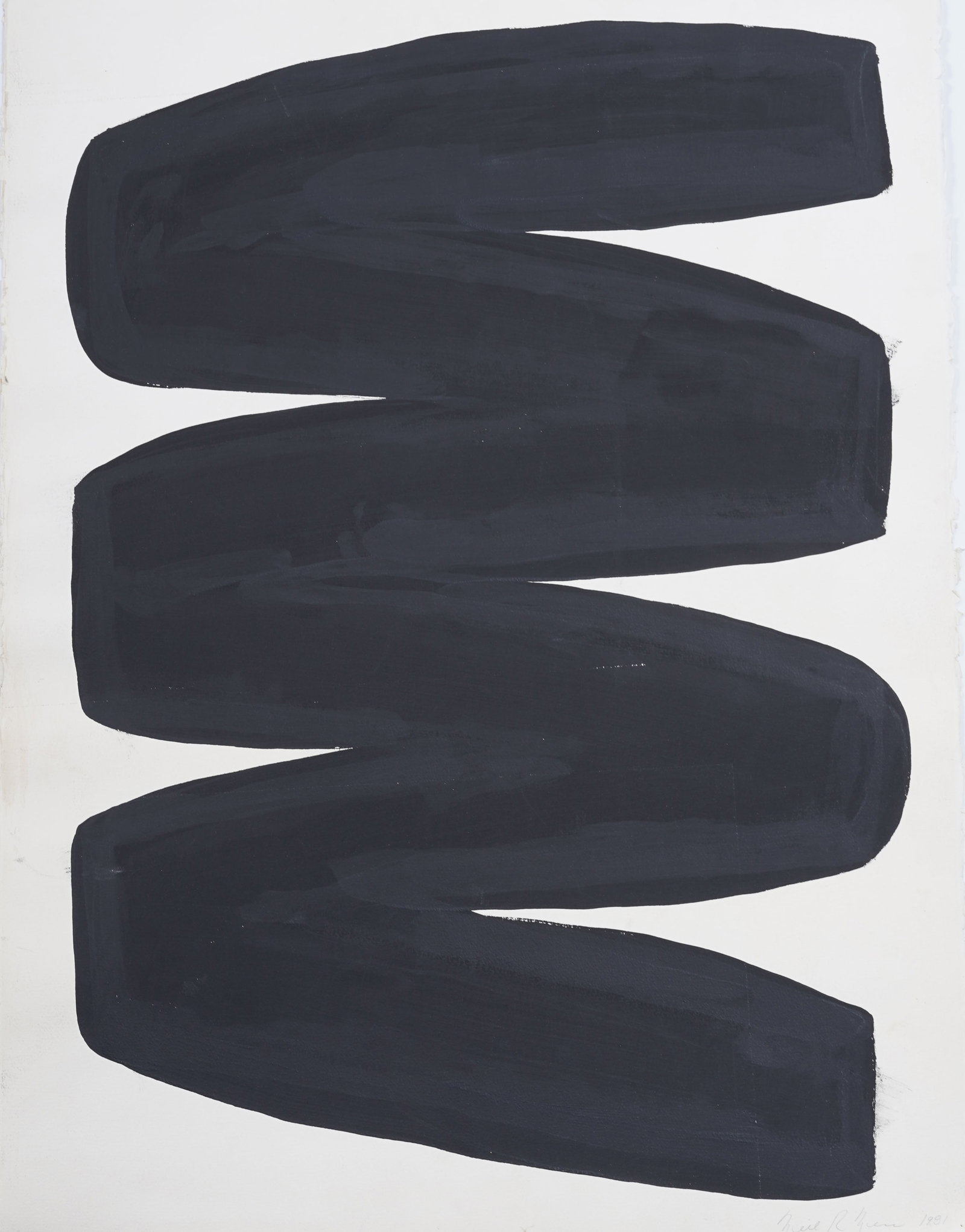 Vintage Signed Abstract Minimalist 1981 Oil Painting on Paper (1 of 4)