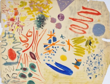 Lutka Pink (1916 - 1999) Vintage American School Abstract Surrealist Composition Painting